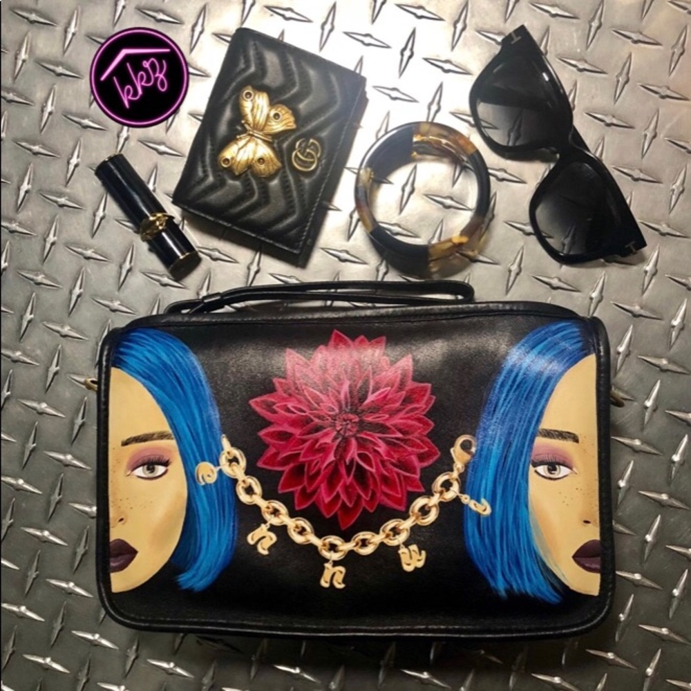 Custom painted vintage Coach bag 9455